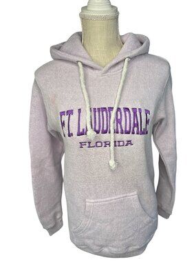 Comfortex Ft. Lauderdale Florida Hoodie Pink Purple Text W/Pouch Pocket S
